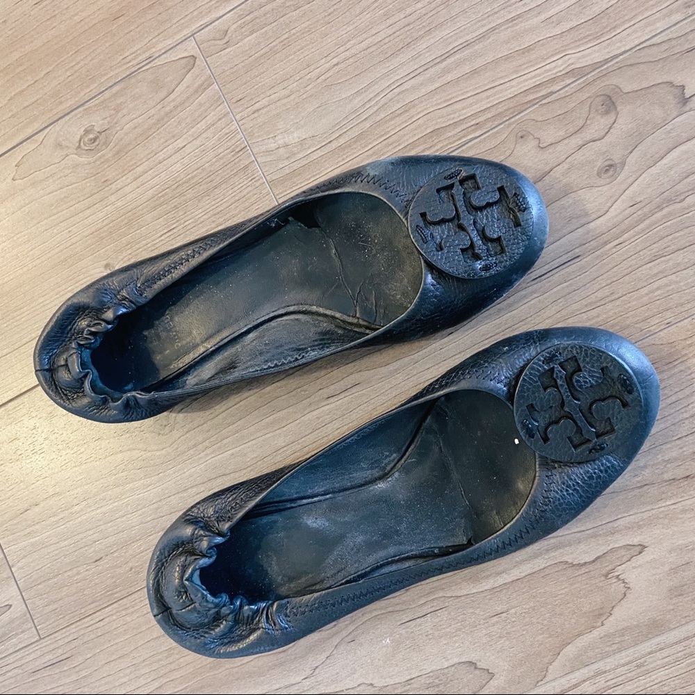 Tory Burch Leather Ballet Flat, Black & Camel